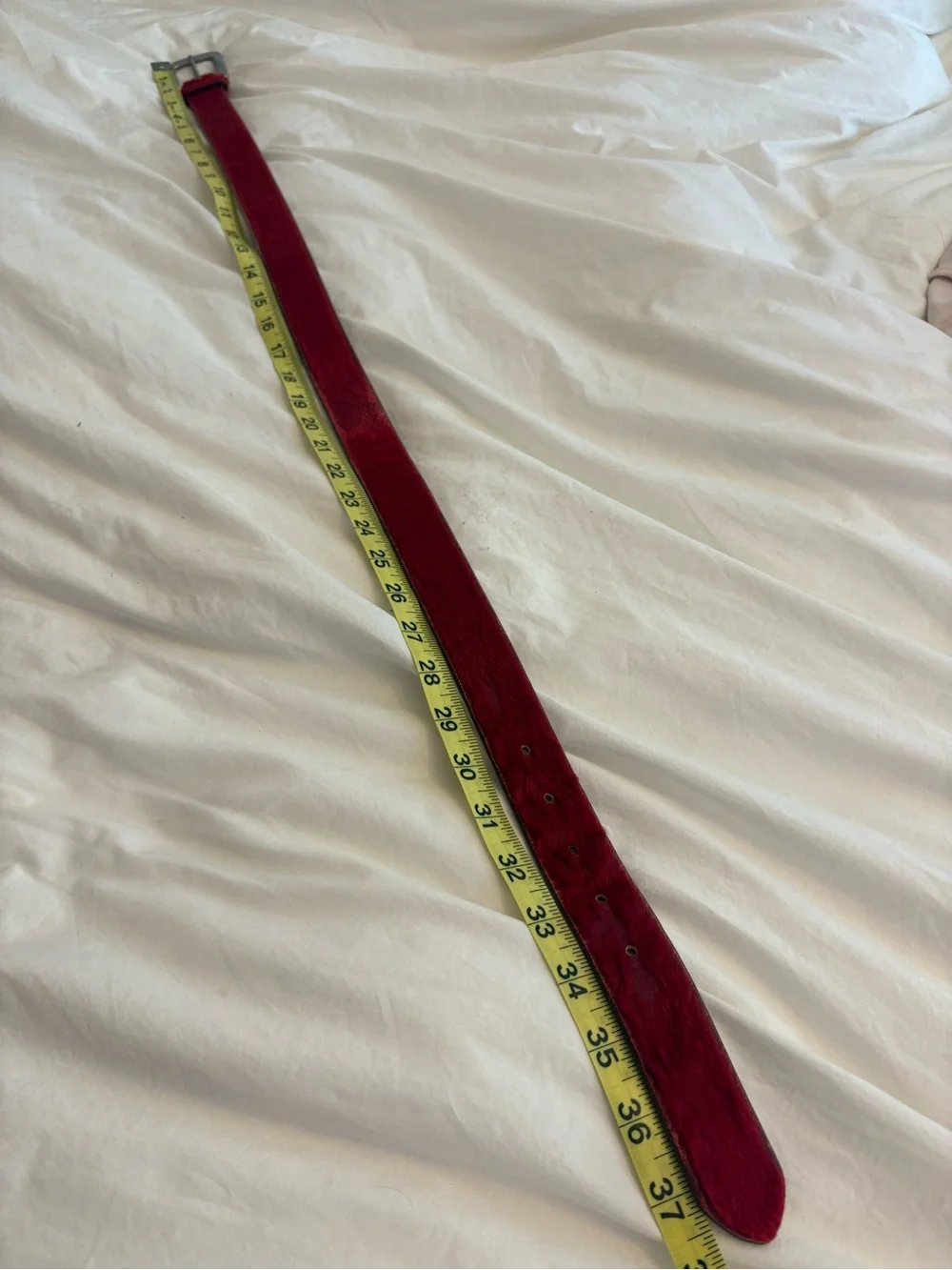 VTG GAP Red Haircalf Leather Belt with Brushed Silver Buckle